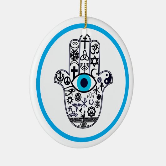 Umfassen der ganzer Basis Hamsa Hand Keramik Ornament (Rechts)