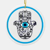 Umfassen der ganzer Basis Hamsa Hand Keramik Ornament (Vorne)