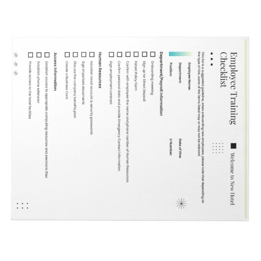 Umfassende Checkliste für Mitarbeiterschulungen fü Notizblock (Vorderseite)