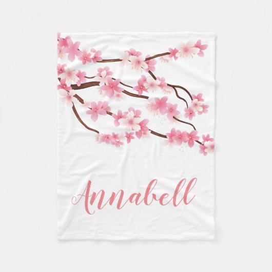 Umfassende Frühlings-Blumen-personalisierter Name Fleecedecke (Vorderseite)