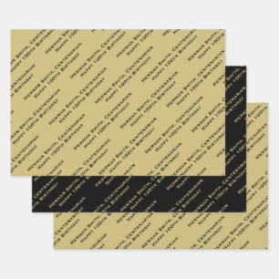 Umfassender Ausdruck des Meldungsmusters - Schwarz Geschenkpapier Set