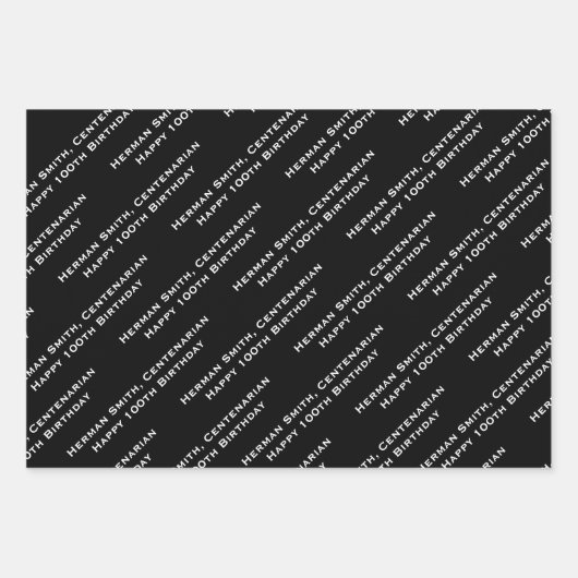 Umfassender Ausdruck des Meldungsmusters - Schwarz Geschenkpapier Set (Vorderseite 2)