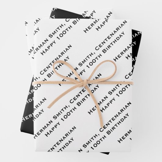 Umfassender Ausdruck des Meldungsmusters - Schwarz Geschenkpapier Set (Beispiel)