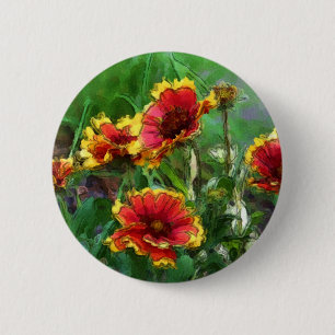 Umfassender Blumenwatercolor-Knopf Button