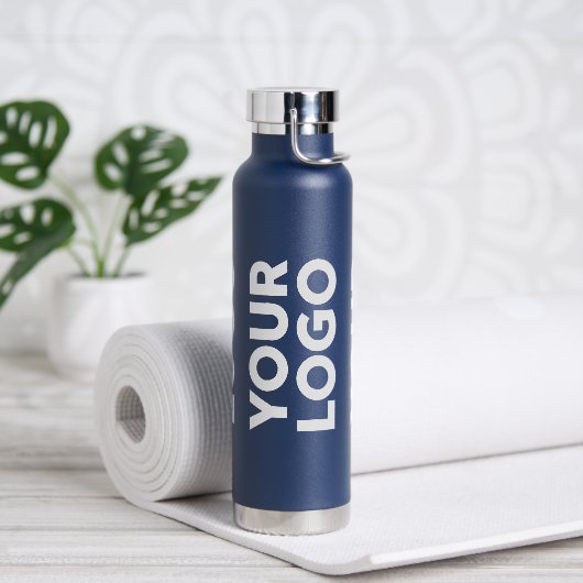 Umfassendes Logo-Muster auf blau Trinkflasche (Yoga)