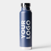 Umfassendes Logo-Muster auf blau Trinkflasche (Links)