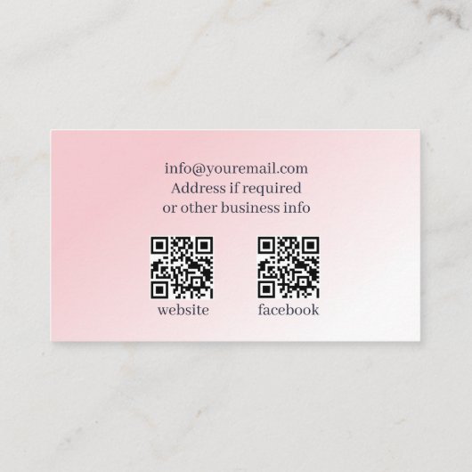 Umformungen der Bridal-Kleidung mit QR-Code rosa Visitenkarte (Rückseite)