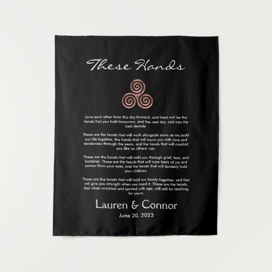 Umgang mit Spiral Celtic Knot Irish Wedding Vows Wandteppich (Vorderseite)