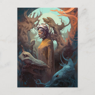 Umgeben von Alien Monsters Surreal Art Postkarte