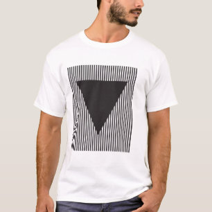 Umgedrehtes Dreieck auf gestreiftem Feld T-Shirt