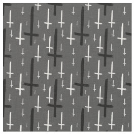 umgedrehtes graues Kreuz auf der Unterseite schwar Stoff
