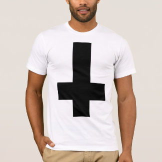 Umgedrehtes schwarzes Kreuz T-Shirt