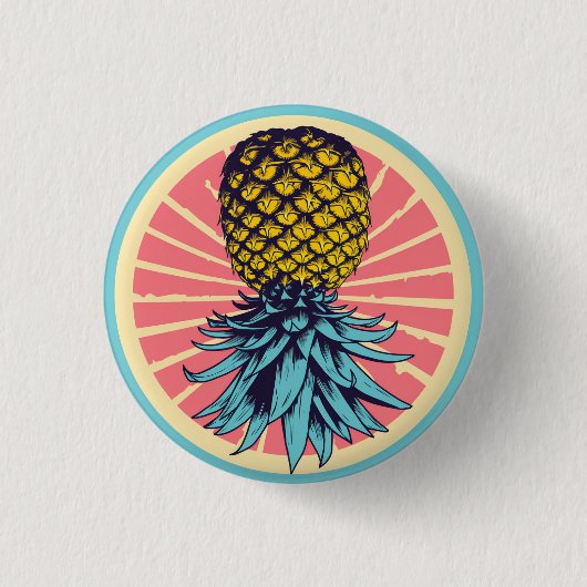 Umgekehrte Ananas-Retro-Swinger-Taste Button (Vorderseite)