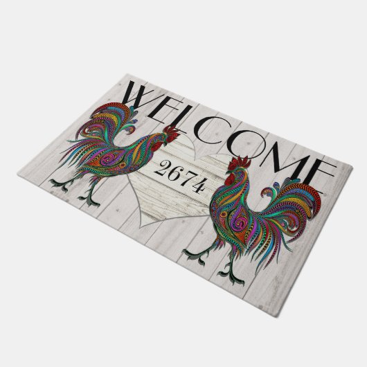Umgekehrte Rooster-Begrüßungstüre Fußmatte (Schrägansicht)