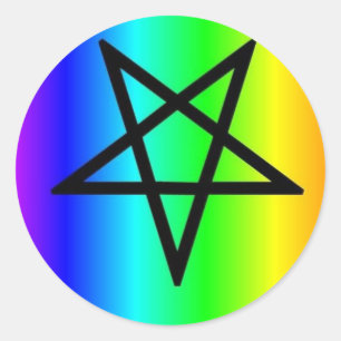 Umgekehrter Regenbogen Pentagramgang Runder Aufkleber