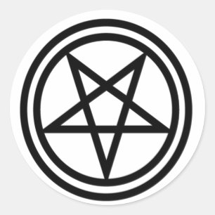 Umgekehrter schwarzer Pentagram Runder Aufkleber