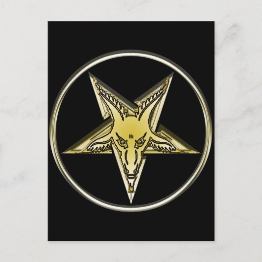 Umgekehrtes Pentagramm mit Goldener Ziegenkopf Postkarte (Vorderseite)
