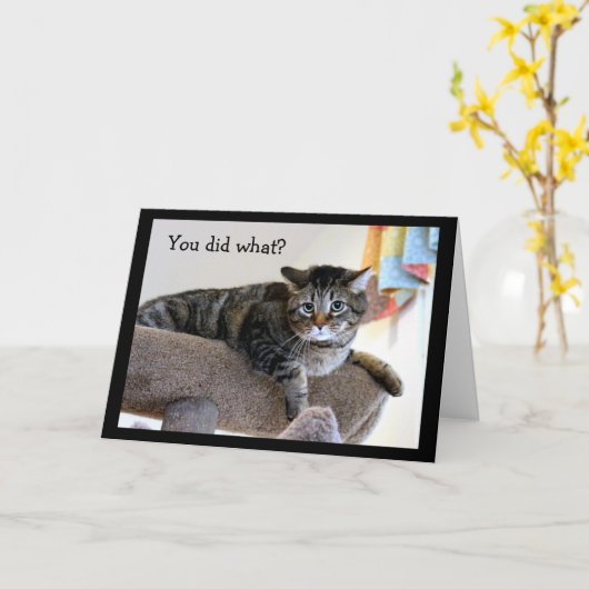 Umgekippte Tabby-Katze Karte (Gelbe Blume)