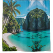 "Umgestalten Sie Ihr Bad mit Küstenstreifen" Duschvorhang (Vorderseite)