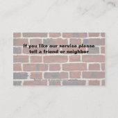 Umgestaltung die Visitenkarten repariert Visitenkarte (Rückseite)