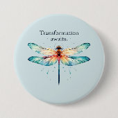 Umgestaltung erwartet - farbenfrohe Libelle Button (Vorderseite)