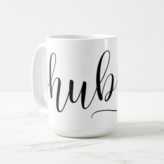 Umgriffs"Hubby-" handgeschriebenes Skript Kaffeetasse (Vorderseite Links)