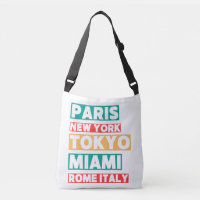 Umhängetasche City Names Typography – Paris Tokio