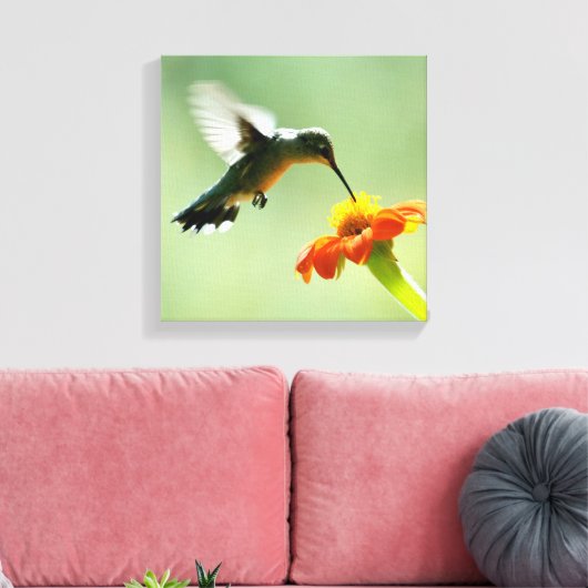 Umhüllte Leinwand von Kolibris und Blume (Insitu (Wohnzimmer))