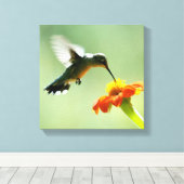 Umhüllte Leinwand von Kolibris und Blume (Insitu (Holzboden))