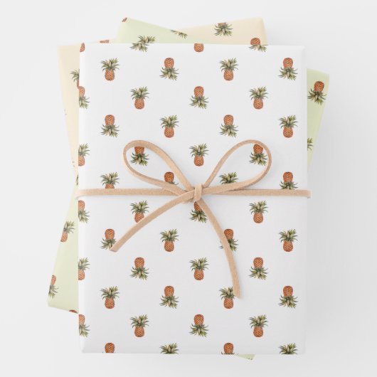 Umhüllung (3 Muster) - Packpapier für Ananas Geschenkpapier Set (Beispiel)