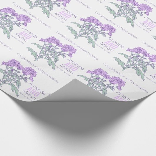 Umhüllung für den lila Namen des Hochzeitstitels Geschenkpapier (Ecke)