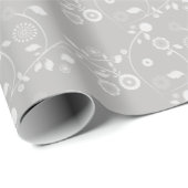 Umhüllung von Papier-Silber und Weißblumen Geschenkpapier (Rolleneckpunkt)