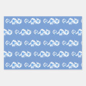 Umhüllungsblätter aus blauem und weißem Seepferd Geschenkpapier Set (Vorderseite 2)