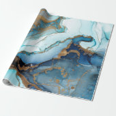 Umhüllungspapier aus blauem und goldfarbenem Marmo Geschenkpapier (Ungerollt)