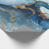 Umhüllungspapier aus blauem und goldfarbenem Marmo Geschenkpapier (Ecke)