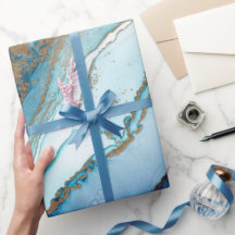 Umhüllungspapier aus blauem und goldfarbenem Marmo