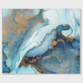 Umhüllungspapier aus blauem und goldfarbenem Marmo Geschenkpapier (Flach)