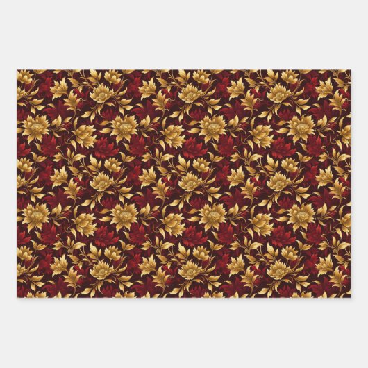 Umhüllungspapier aus Gold-Blume Geschenkpapier Set (Vorderseite 2)