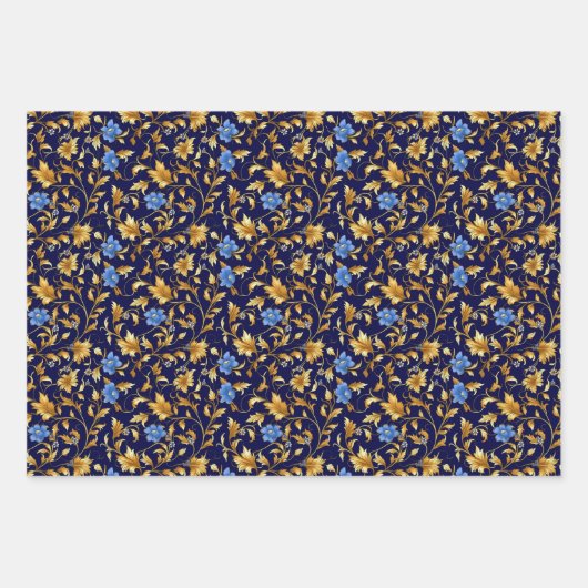 Umhüllungspapier aus Gold-Blume Geschenkpapier Set (Vorderseite 3)