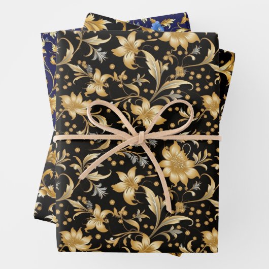 Umhüllungspapier aus Gold-Blume Geschenkpapier Set (Beispiel)
