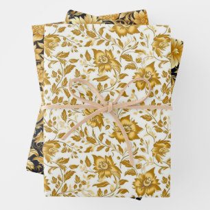 Umhüllungspapier aus Gold-Blume Geschenkpapier Set