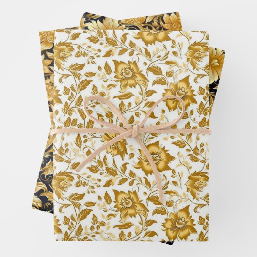 Umhüllungspapier aus Gold-Blume Geschenkpapier Set (Beispiel)
