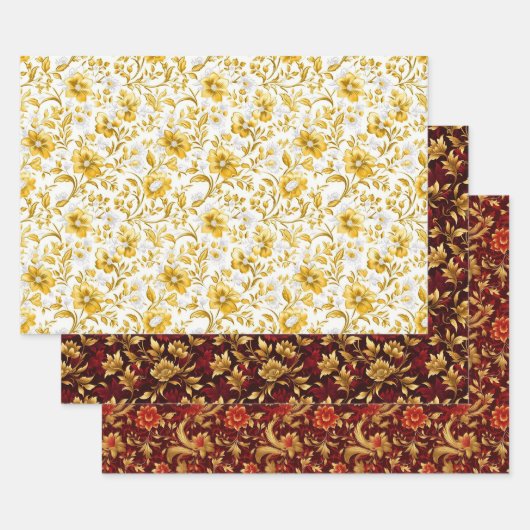 Umhüllungspapier aus Gold-Blume Geschenkpapier Set (Set)