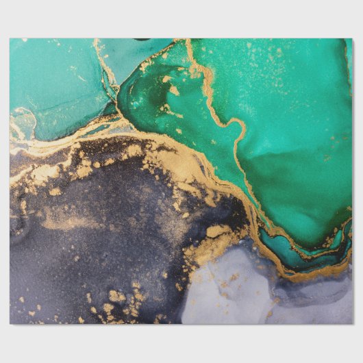 Umhüllungspapier aus grünem und goldfarbenem Marmo Geschenkpapier (Flach)