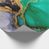 Umhüllungspapier aus grünem und goldfarbenem Marmo Geschenkpapier (Ecke)