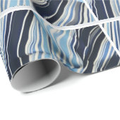 Umhüllungspapier blau-weiße Streifen moderne Desig Geschenkpapier (Rolleneckpunkt)
