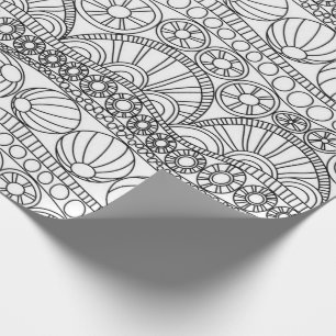 Umhüllungspapier - Doodle Circles B/W Geschenkpapier