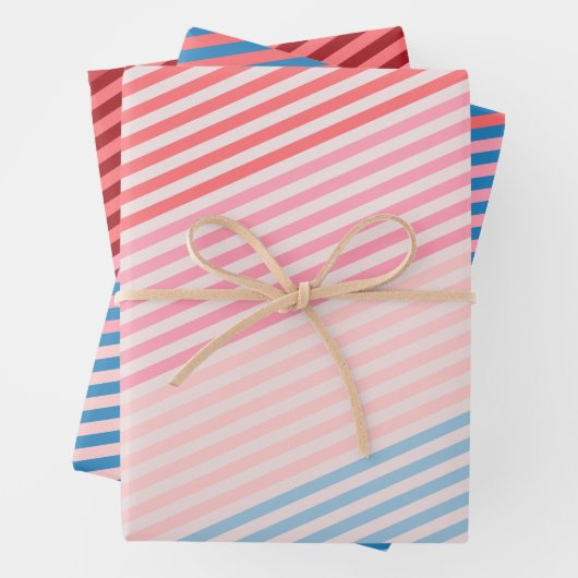 Umhüllungspapier Flachblatt Set/3 mehrfarbiges Str Geschenkpapier Set (Beispiel)