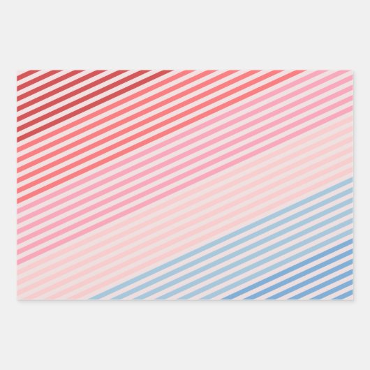 Umhüllungspapier Flachblatt Set/3 mehrfarbiges Str Geschenkpapier Set (Vorderseite)