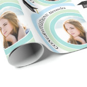 Umhüllungspapier für Abschluss mit runden Fotos Geschenkpapier (Rolleneckpunkt)